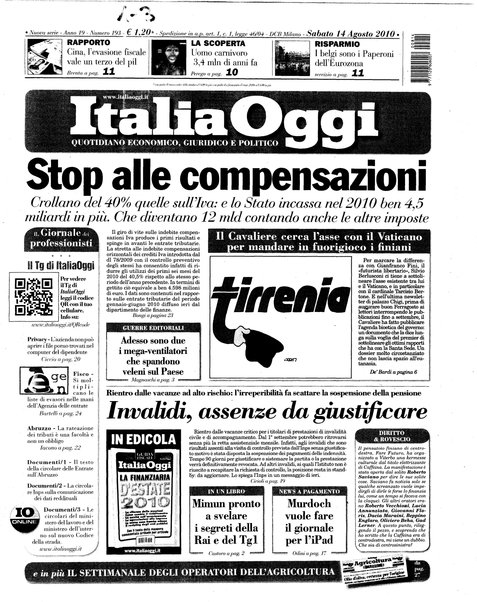 Italia oggi : quotidiano di economia finanza e politica